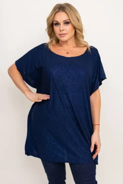 Damskie Polski Granatowa Bluzka brokatowa MALPEZA