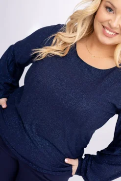 Damskie Polski Granatowa Bluzka brokatowa WINERSI