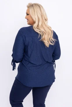 Damskie Polski Granatowa Bluzka brokatowa GELVI