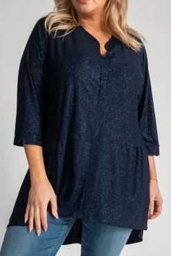 Damskie Polski Granatowa Bluzka brokatowa VERONI