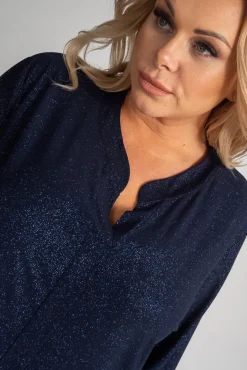 Damskie Polski Granatowa Bluzka brokatowa VERONI