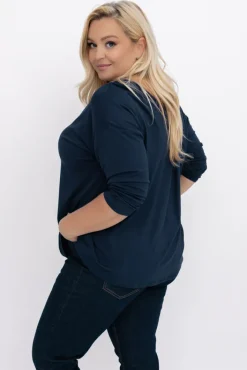 Damskie Włoski Granatowa Bluzka DEFENTO