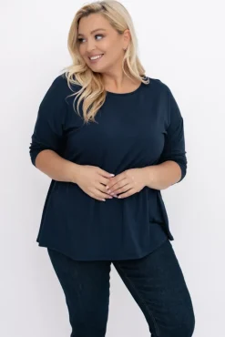 Damskie Włoski Granatowa Bluzka DEFENTO