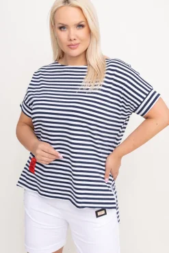 Damskie Włoski Granatowa Bluzka LENTI