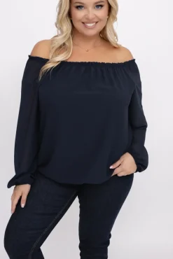 Damskie Włoski Granatowa Bluzka szyfonowa HILL