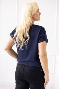 Damskie Włoski Granatowa Bluzka z wisiorkiem FAIRY