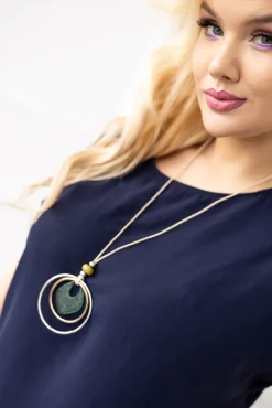 Damskie Włoski Granatowa Bluzka z wisiorkiem FAIRY