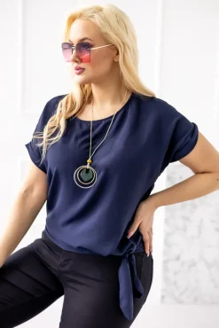 Damskie Włoski Granatowa Bluzka z wisiorkiem FAIRY