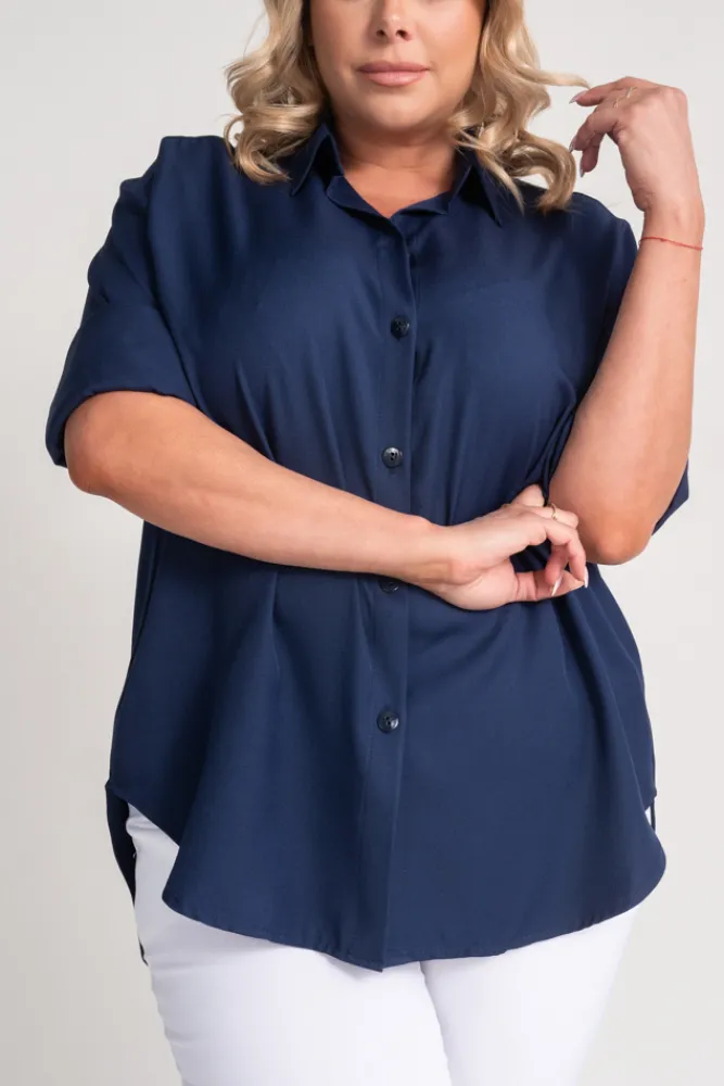 Damskie Polski Granatowa Koszula oversize DEMENO