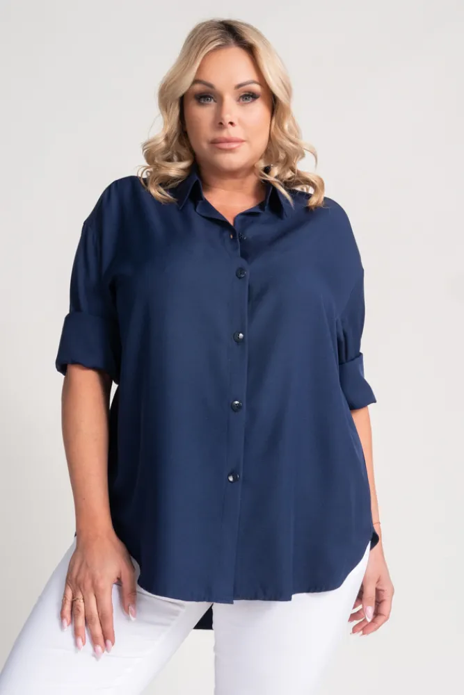 Damskie Polski Granatowa Koszula oversize DEMENO