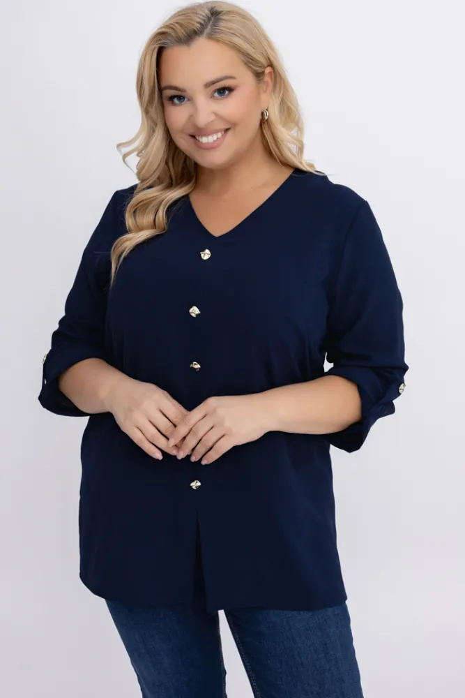 Damskie Polski Granatowa Koszula SAVIA