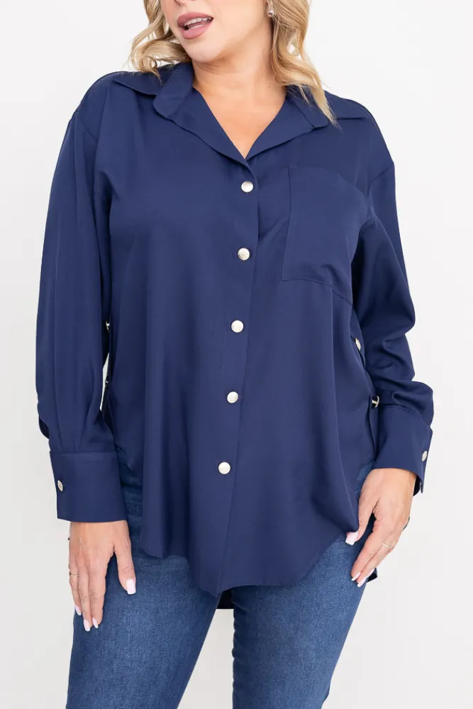 Damskie Polski Granatowa Koszula SENTURI