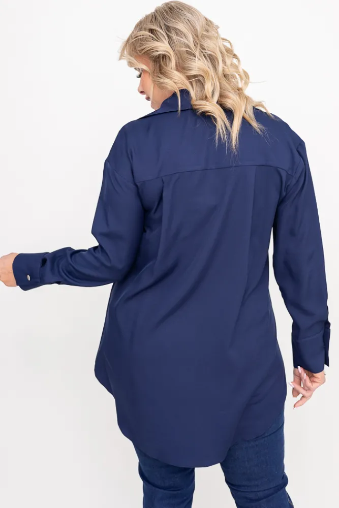 Damskie Polski Granatowa Koszula SENTURI