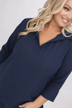 Damskie Polski Granatowa Koszula VENTELI