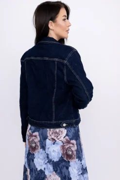 Damskie Włoski Granatowa Kurtka jeansowa GERVEN