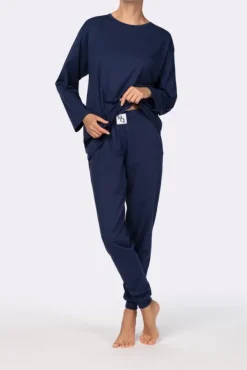 Polski Granatowa Piżama z długim spodniami HEMENY