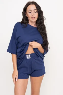 Polski Granatowa Piżama z szortami PURENA