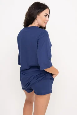 Polski Granatowa Piżama z szortami PURENA