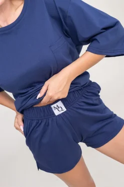 Polski Granatowa Piżama z szortami PURENA