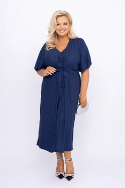 Polski Granatowa Sukienka brokatowa MONSORI