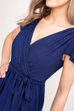 Polski Granatowa Sukienka brokatowa GENVELI