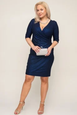 Polski Granatowa Sukienka brokatowa BRILIA
