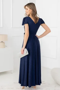 Polski Granatowa Sukienka brokatowa HESIO