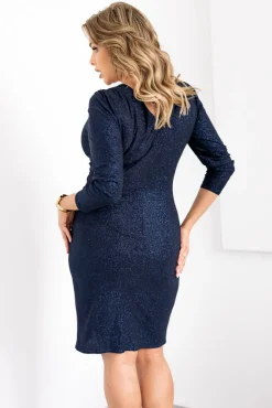 Polski Granatowa Sukienka brokatowa MAESSA