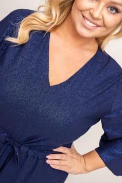 Polski Granatowa Sukienka brokatowa KENZI