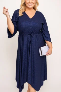 Polski Granatowa Sukienka brokatowa KENZI