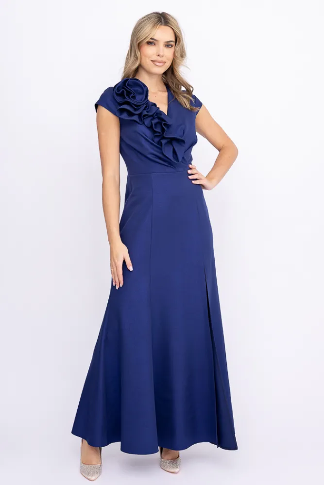 Polski Granatowa Sukienka błyszcząca ARIEL