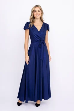 Polski Granatowa Sukienka błyszcząca SELIGA