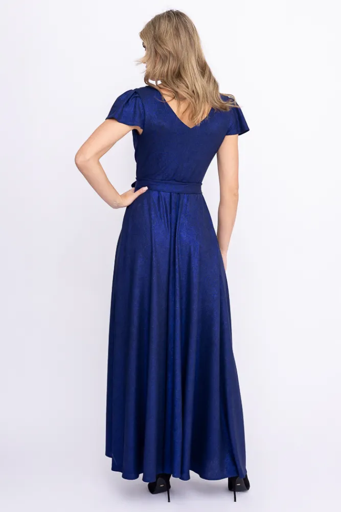 Polski Granatowa Sukienka błyszcząca SELIGA