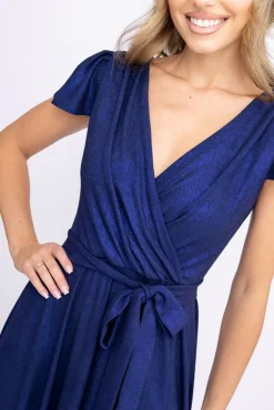 Polski Granatowa Sukienka błyszcząca SELIGA