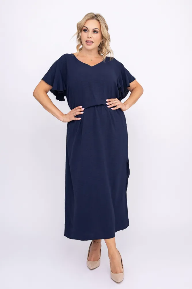 Polski Granatowa Sukienka CASABLANCA