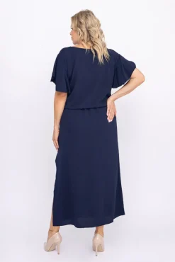 Polski Granatowa Sukienka CASABLANCA