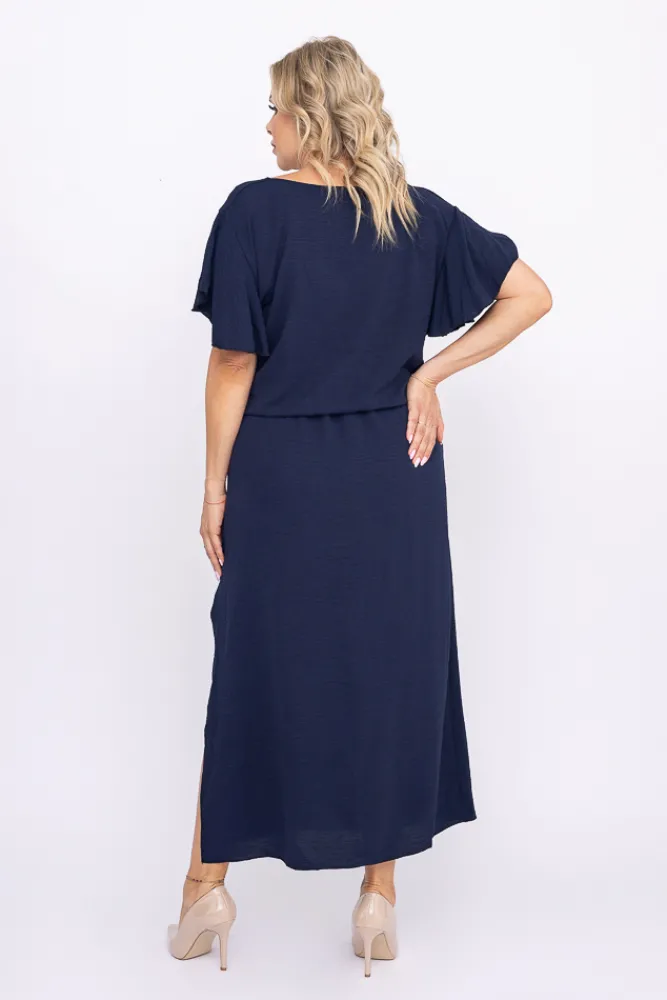 Polski Granatowa Sukienka CASABLANCA