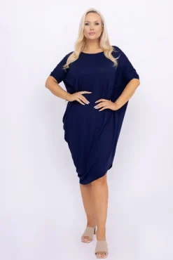 Polski Granatowa Sukienka CASUAL FASHION