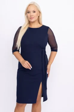 Polski Granatowa Sukienka CRAVATTA