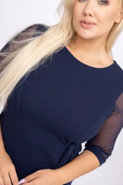 Polski Granatowa Sukienka CRAVATTA