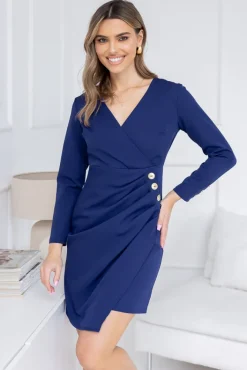 Polski Granatowa Sukienka KLARIN