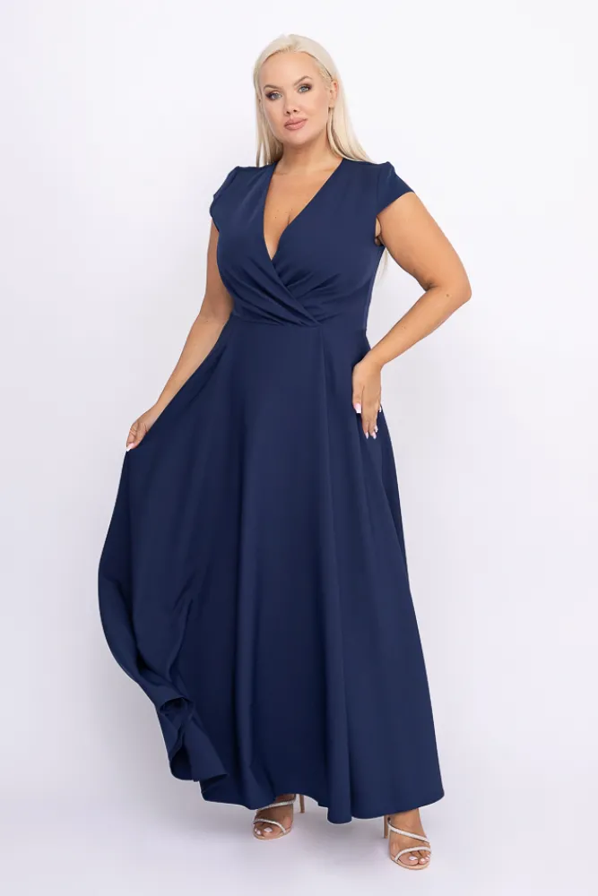 Polski Granatowa Sukienka LOREDANA