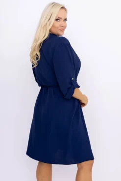 Polski Granatowa Sukienka POWER