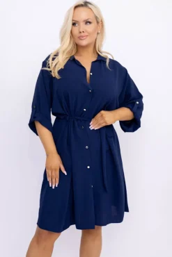 Polski Granatowa Sukienka POWER