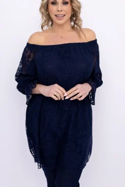 Damskie Polski Granatowa Tunika koronkowa BENITO