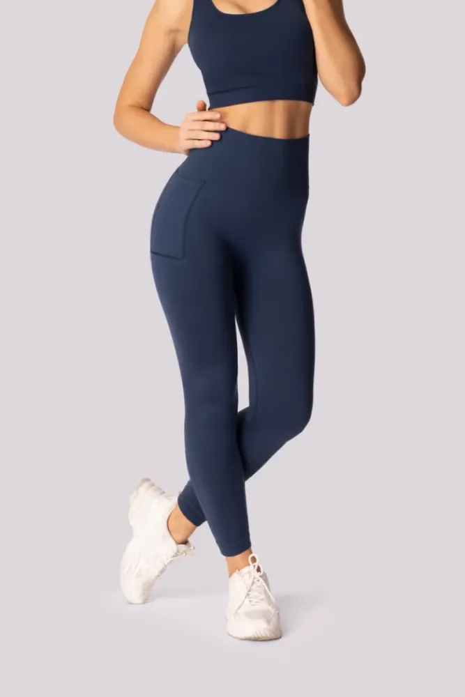 Polski Granatowe Legginsy z kieszonką BASE
