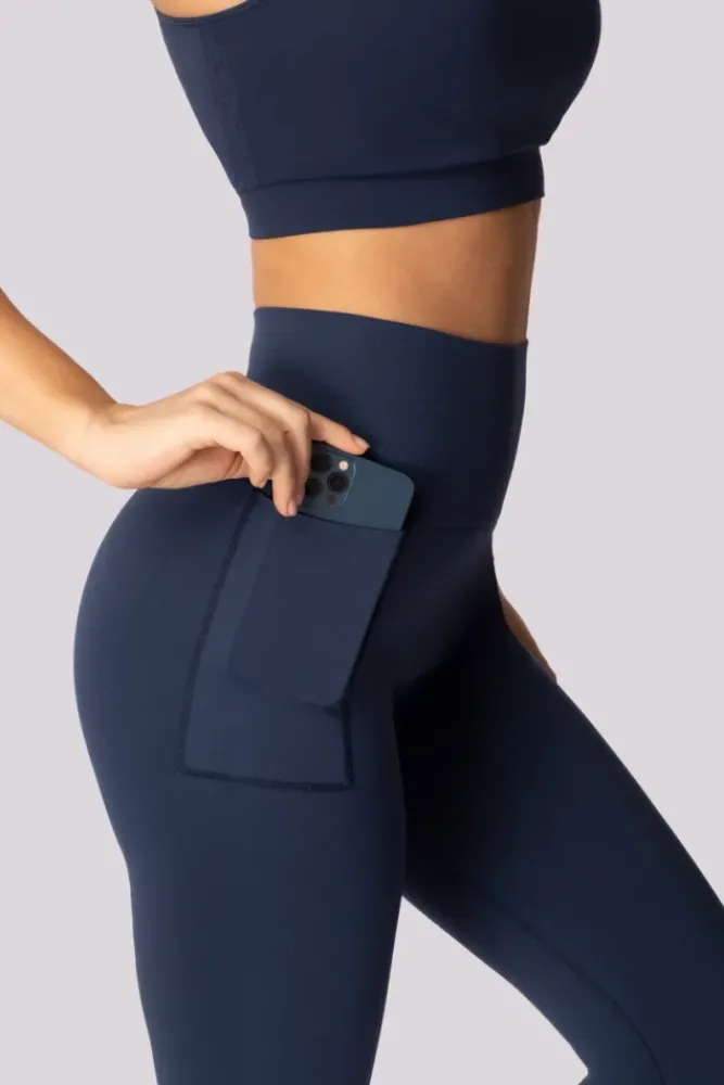 Polski Granatowe Legginsy z kieszonką BASE