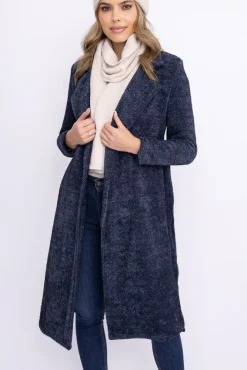 Damskie Włoski Granatowy Płaszcz wiązany VISION