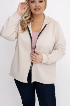 Damskie Włoski Jasnobeżowa Bluza z kapturem KORDIEN