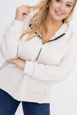 Damskie Włoski Jasnobeżowa Bluza z kapturem DERVIN